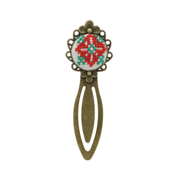 semn de carte personalizat floare rosie verde