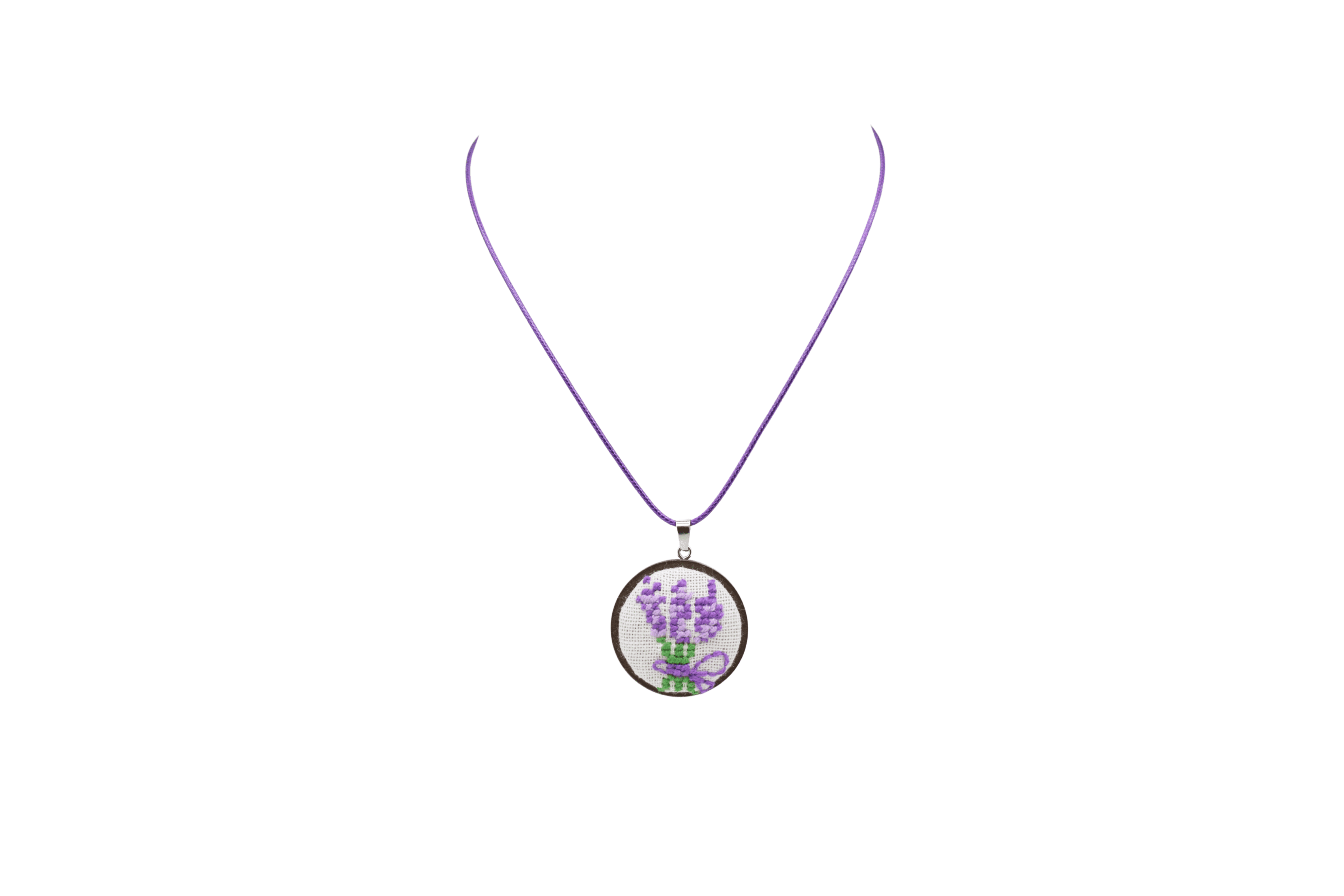 Colier brodat lavanda